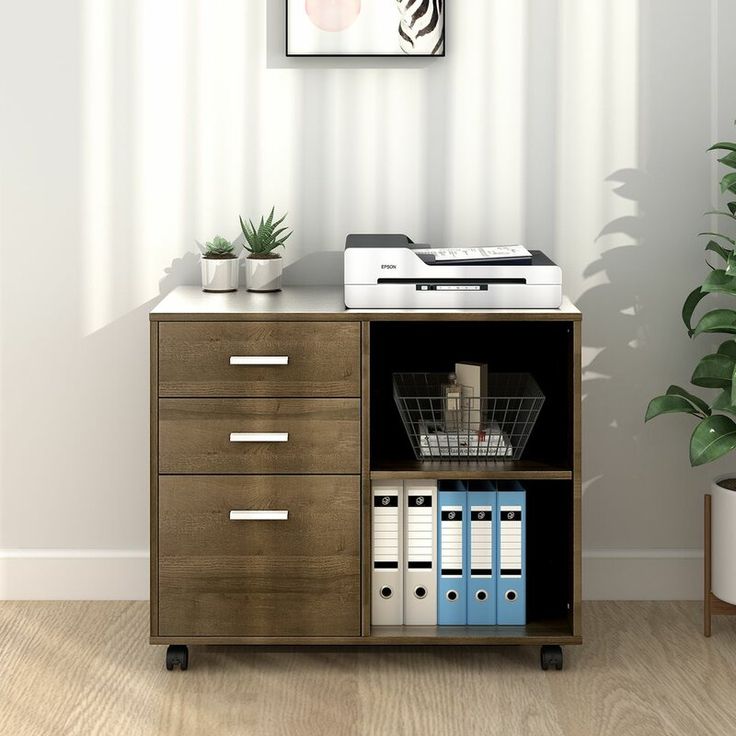 Ebern Designs Newfields Wood 3 Drawer Mobile Lateral Filing Cabinet Reviews Wayfair Home Office Storage Filing Cabinet Drawer, Modern Contemporary File Cabinets
