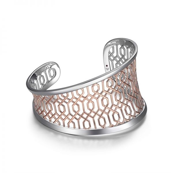 Sterling Silver Rhodium-Plated Open Mesh Bracelet