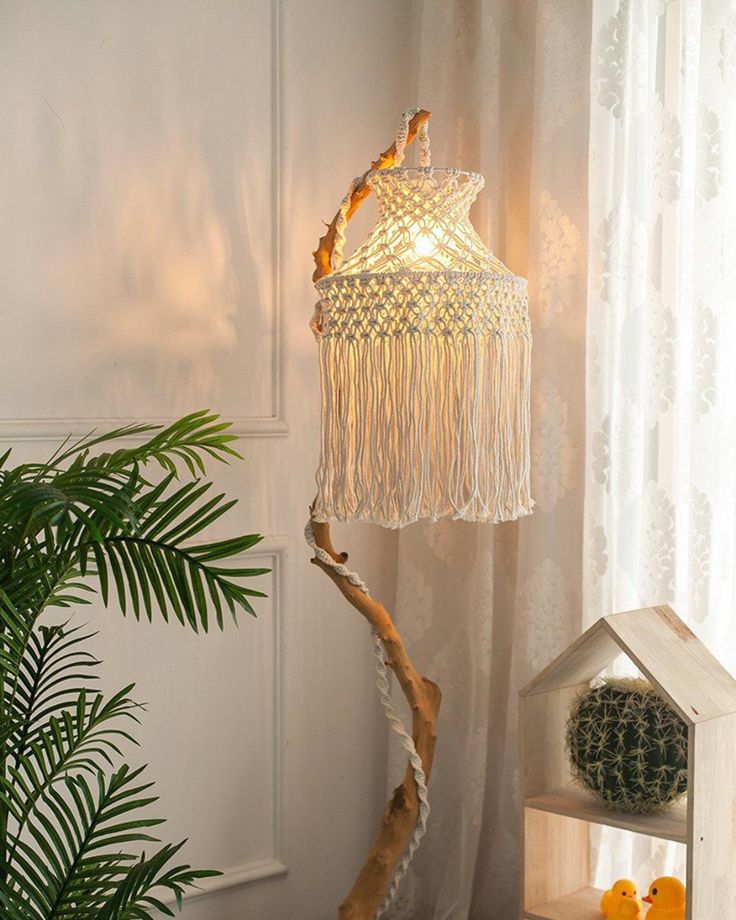 Macrame Lampshade Home Decor Boho Bedroom Lamp Handmade White Shade Decorative Shades Decor Boho Bedroom Lamp Handmade, Decorative Lamp Shades For Living Room
