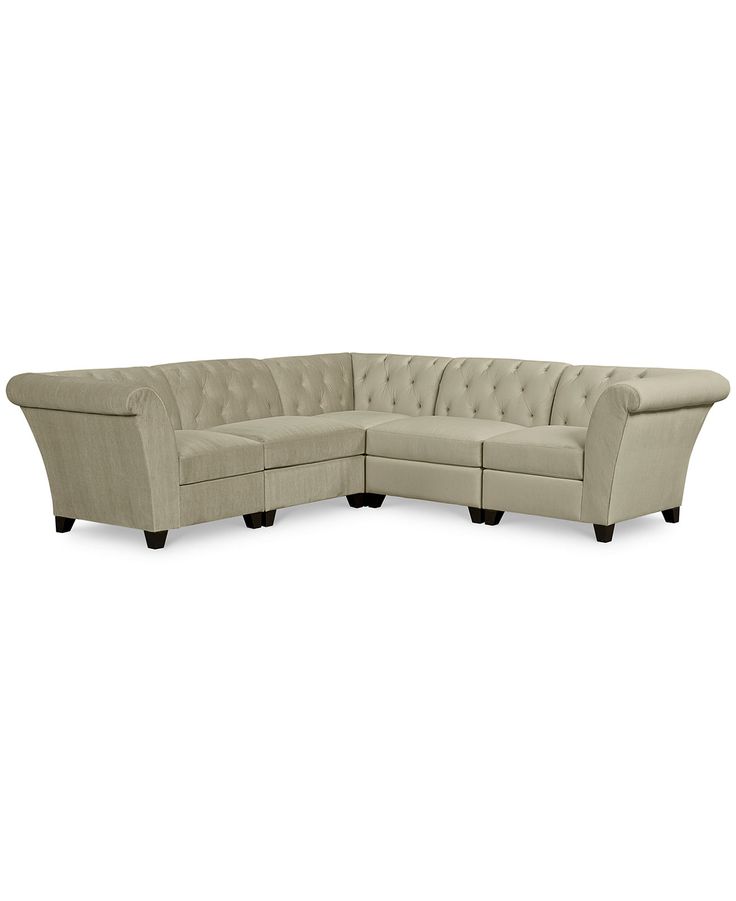 Aubrey Velvet Fabric 5 Piece L-Shaped Modular - Furniture - Macy's