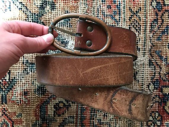 Vintage Brown Leather Belt Thick Wide 70s Distressed - Thick Brown Leather Belt Womens Vintage Brown Leather Belt Thick Wide 70s Distressed - Thick Brown Leather Belt Womens