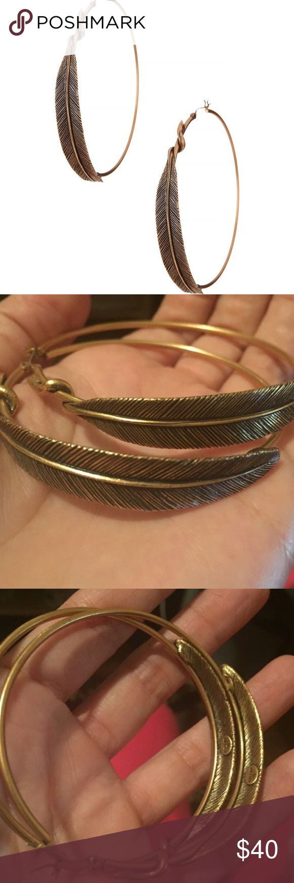 SOLD Alex and Ani Quill Feather Hoop Earrings Hoop earrings