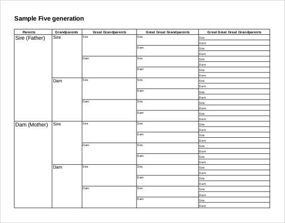 5 generation family tree template free