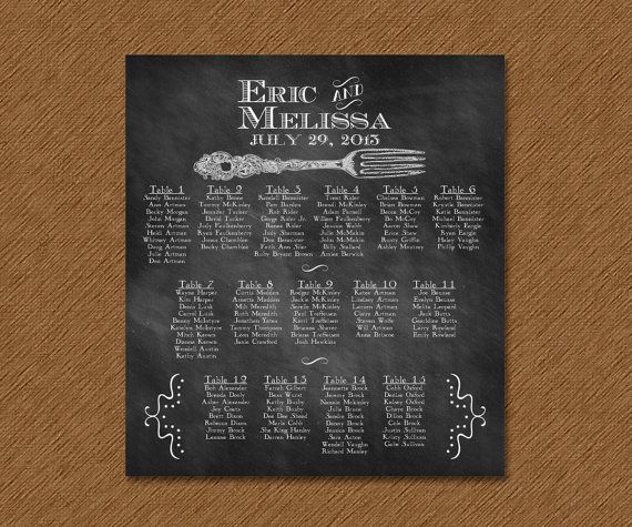 Silverware Printable Seating Chart by WhiteTulips on Etsy, $4000 - printable seating charts Silverware Printable Seating Chart by WhiteTulips on Etsy, $4000 - printable seating charts
