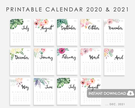 Printable Calendar 2020 2021 Calendar 2020 2021 Printable Etsy Printable Desk Calendar Printable Calendar 2020 Printable Calendar 2021 calendar front cover
