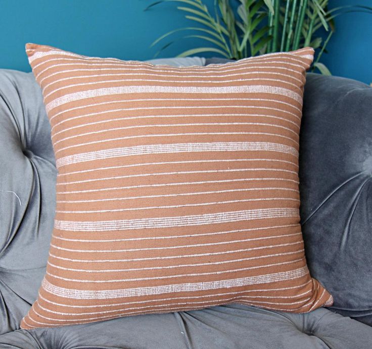 Terracotta Kufri Life Ikat Woven Black Pillow cover Cusco Stripe Terracotta