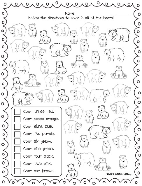 Polar bear math worksheets
