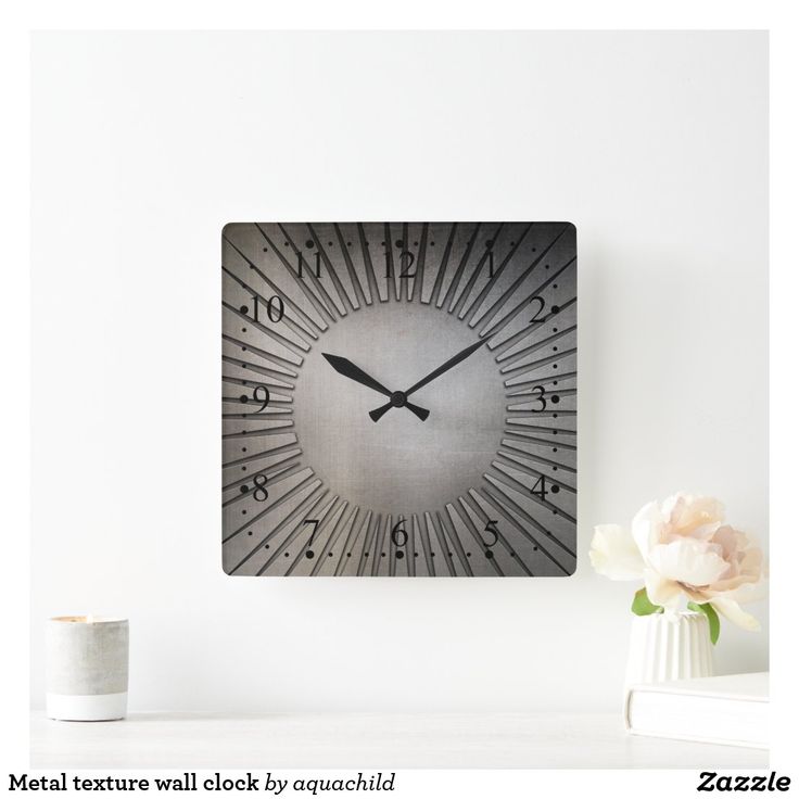 Metal Texture Wall Clock Zazzle Com In 2021 Wall Clock Clock Square Wall Clock