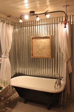 Tin Walls In Farmhouse Bathroom Maybe For A Mud Room Type Tin Walls In Farmhouse Bathroom Maybe For A Mud Room Type