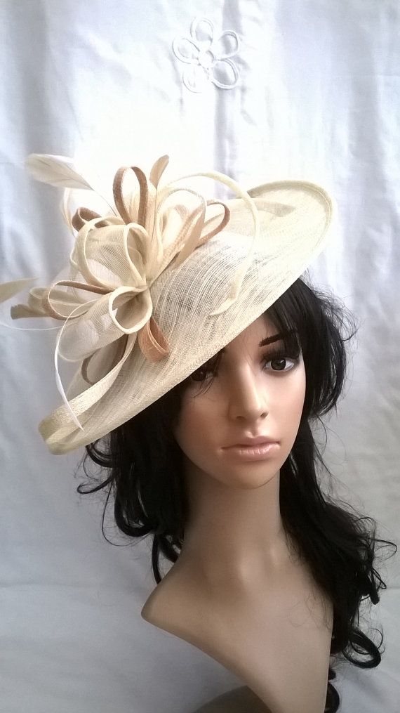 210 Best Beautiful Fascinators Images On Pinterest Ivory Fascinator Hat With Gold Trim Feathers On A Headband