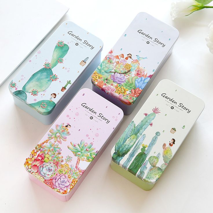 Novelty Cute Cactus Tinplate Double-layer <b>School Pencil Cases</b> ...