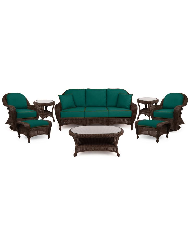 Monterey Outdoor Wicker 8-Pc. Seating Set (1 Sofa, 2 Swivel Chairs, 2 Ottomans, ...