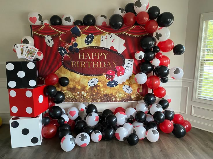 Casino Theme Party Decorations, Casino Birthday Party Decorations Supplies,  Las Vegas Party Decorations, Poker Happy Birthday Backdrop, Casino