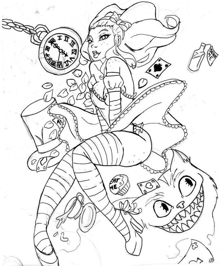 trippy alice in wonderland coloring pages Coloring books, Coloring