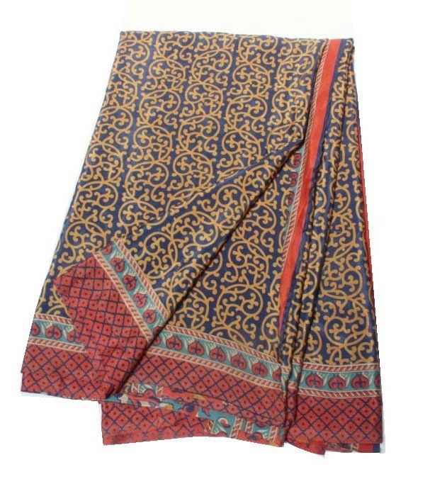 Vintage Indian Traditional Sari Clothing Art Deco Recycled Saree Art Silk Printed Fabric Women Wrap Floral Sari 5 Yrd Fabric FREE SHIPPING