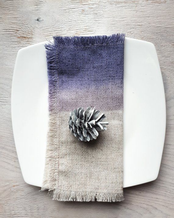housewarming gift Ombre linen placemats unique gift set of 6 purple hand dyed ombre linen coasters cocktail napkins hand dyed