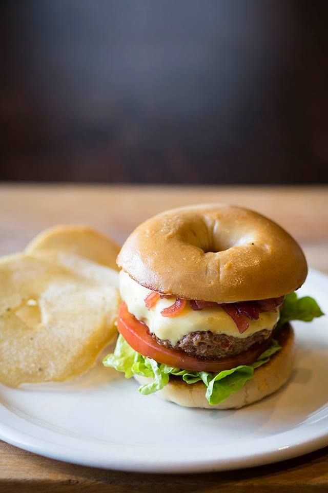 CZECH 1-2 BAGEL BURGER Cevapi Beef Burger w/ melted cheddar ...