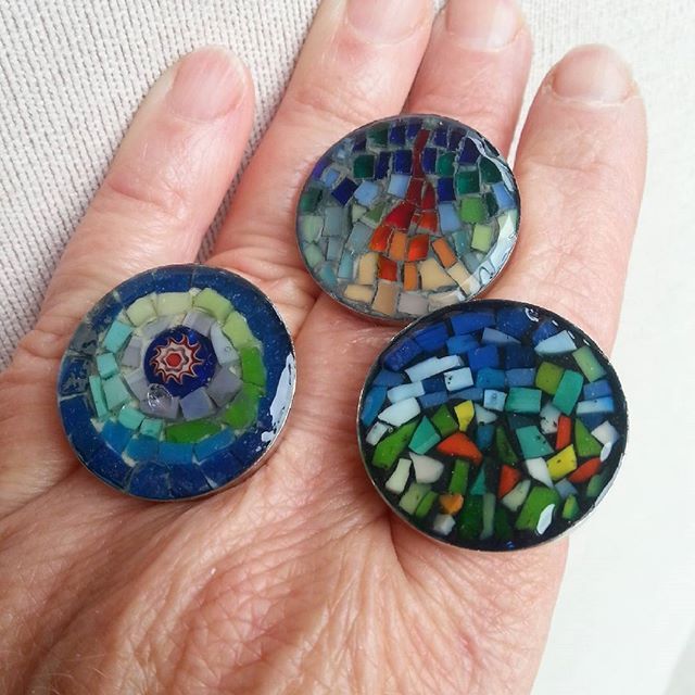 Micro Mosaic Rings Stained Glass And Smalti By Margalit