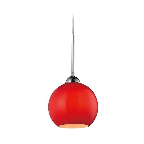 Red minipendant light from the HGTV and Elk Lighting line. Pendant