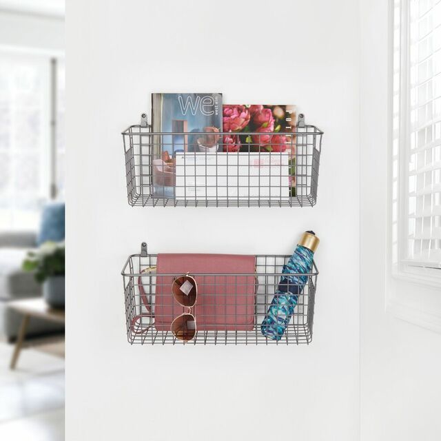 Large Metal Wire Wall Mount Storage Basket In 2022 Decor Baskets - Wall Mounted Storage Baskets Uk Large Metal Wire Wall Mount Storage Basket In 2022 Decor Baskets - Wall Mounted Storage Baskets Uk