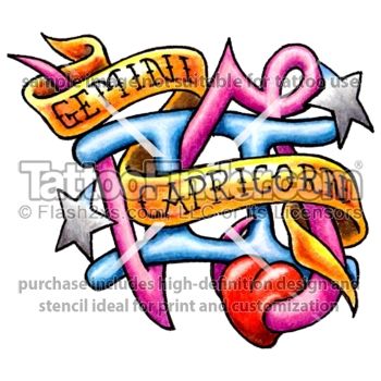 TattooFinder.com : Gemini And Capricorn tattoo design by Inkee | Gemini