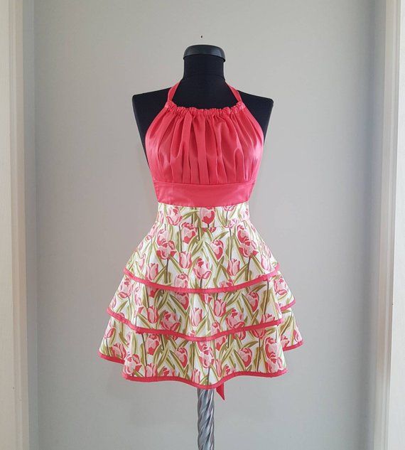 Vintage Princess Cotton Ladies Women Apron Kitchen Cooking Apron Pink