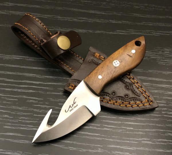 Bi327 440c Steel Custom Handmade Hunting Skinning Gut Hook Knife 6 Full Tang Knife Knife Making Tools Skinning Knife