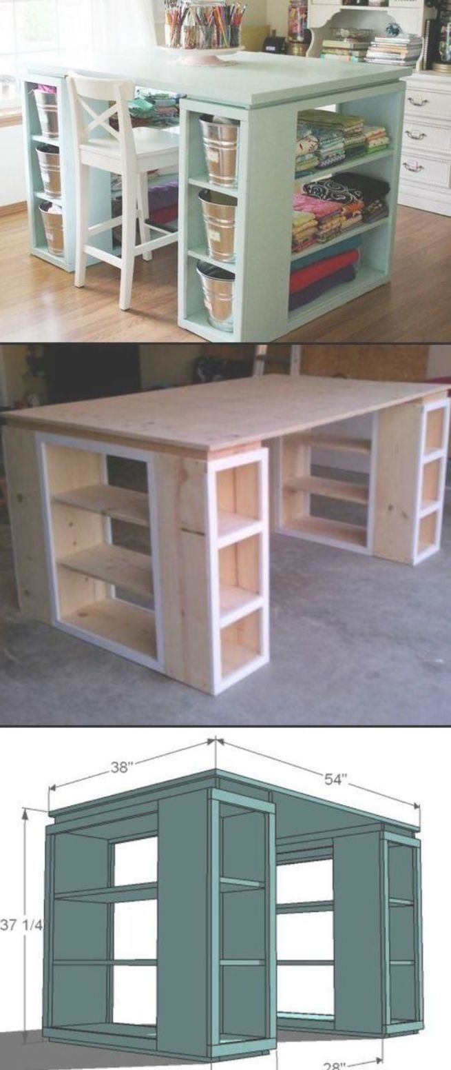 This Would Be The Perfect Diy Work Station For My Craft Room The Storage System That Will Get Your Craft Station Craft Room Tables Craft Table Diy Craft Table