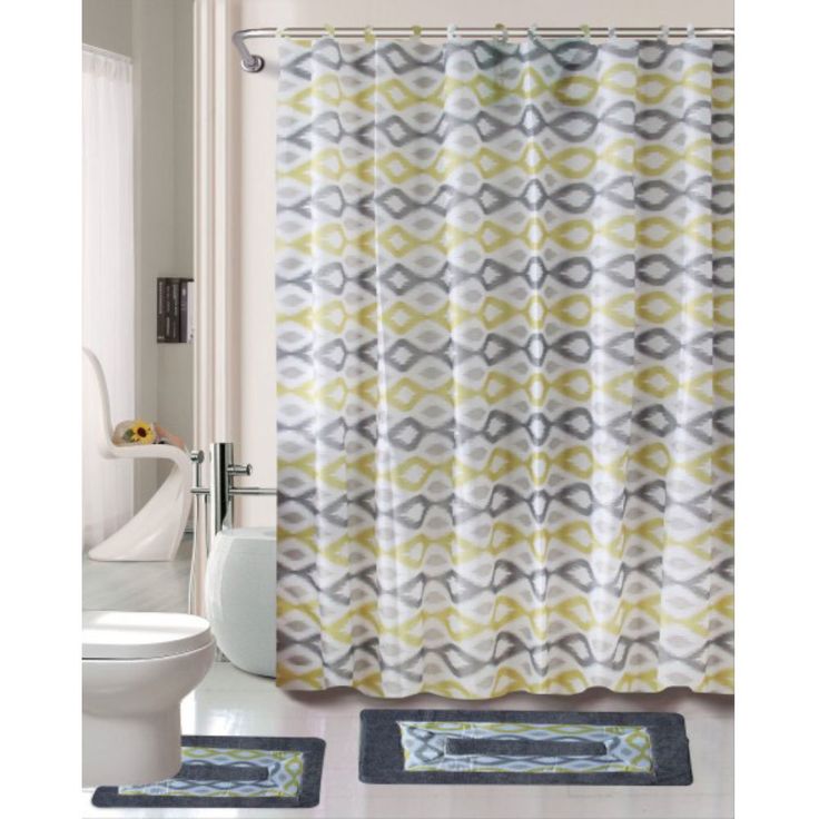 Cortlandt Collection 15 Pc Bathroom Accessories Set Bath Mat Contour Rug Shower Curtain