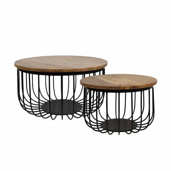 Monoqi Oak Iron Coffee Table Couchtisch Couchtisch Rund Holz Couchtisch Rund