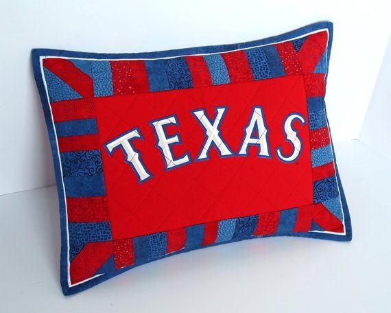 Texas Rangers Quilted Pillow Sham Texas Baseball T Shirt Etsy Quilted Pillow Shams Upcycled Pillow Quilted Pillow