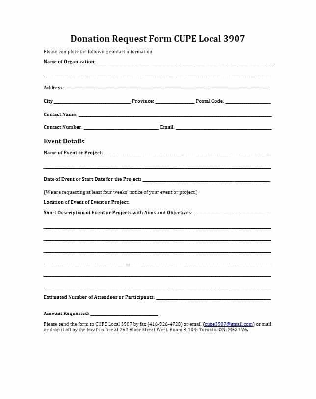 free donation request form
