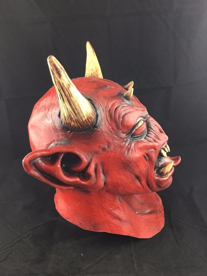 Maschera DEVIL DIAVOLO Latex Horror Creepy Carnevale Maschere Halloween