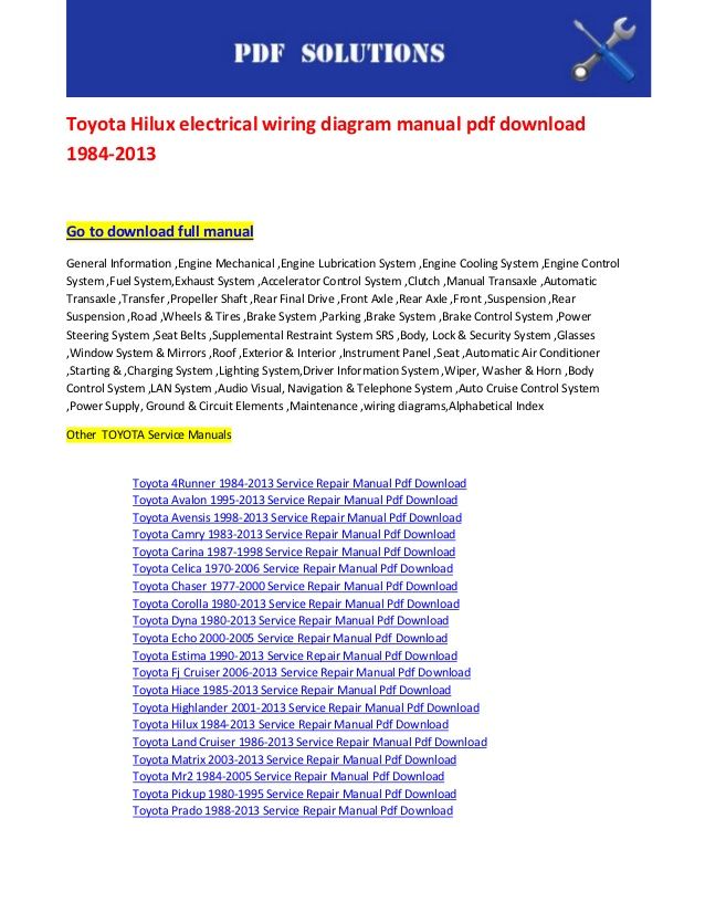 Hiace Wiring Diagram Pdf Toyota Avensis Toyota Hiace Toyota