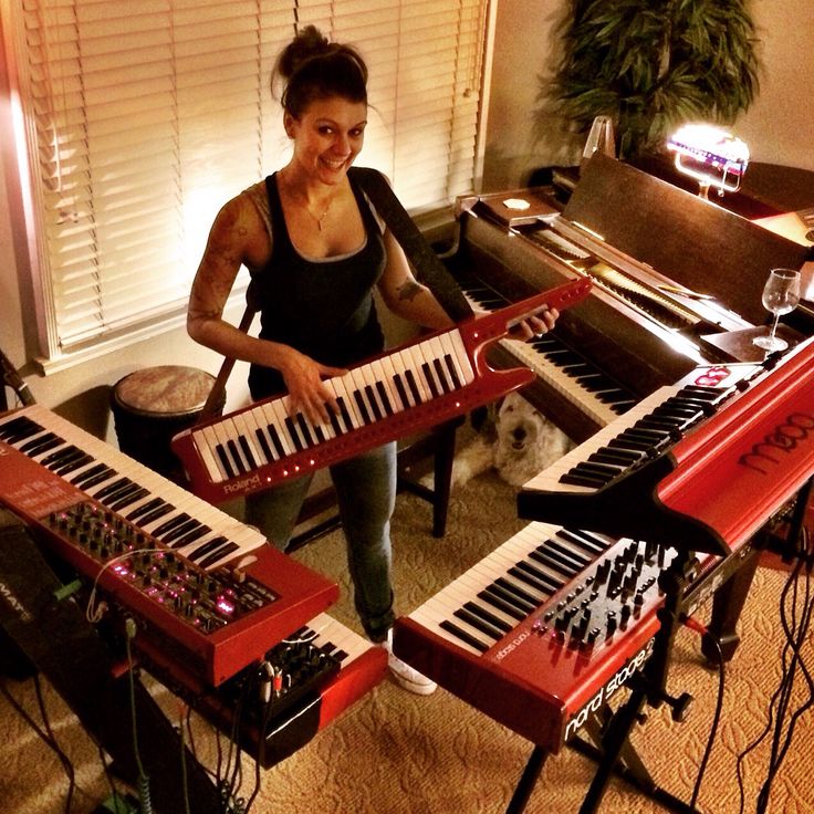 Red Keyboards Nord Electro 3 Lead 4 And Stage 2 Moog Little Phatty Roland Keytar Ax