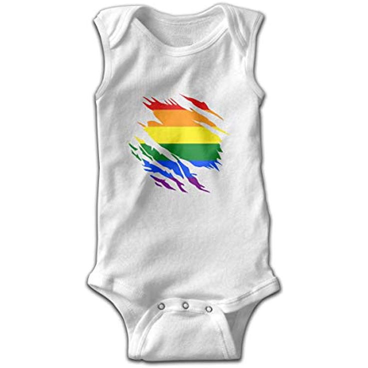 Ripped LGBT Pride Rainbow Flag Baby Short Sleeve Bodysuits Cotton Toddler Onesie...