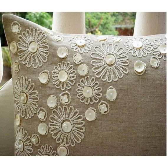 Throw Pillow Covers 20x20 Inches Pillow Cover in Linen with Mother Of Pearl - Elegance