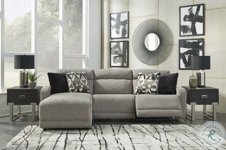 Colleyville Stone Laf Power Reclining Sectional From Ashley Coleman Furniture Sofa With Recliner Power Reclining Sectional, Clonmel Charcoal 3 Piece Right Facing Chaise Sectional Sofa