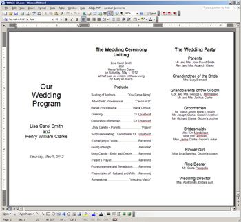 tri fold wedding program templates