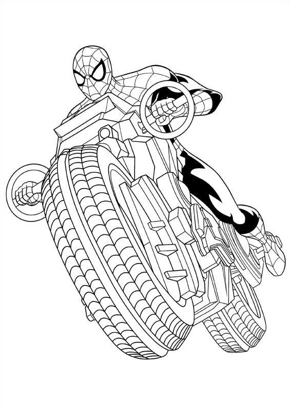 coloring page ultimate spider man spider man motor