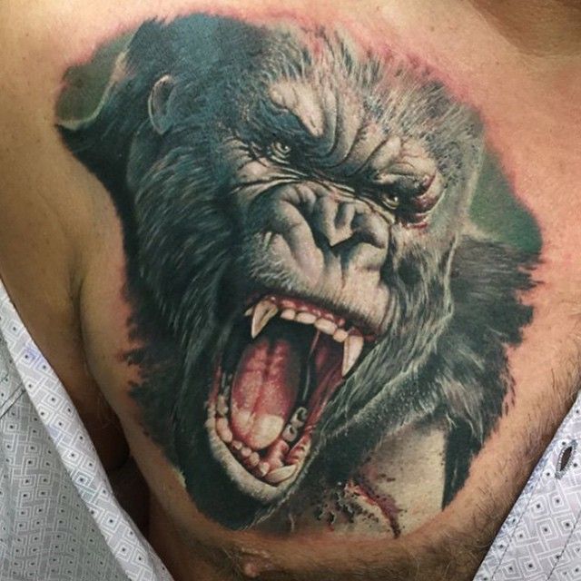 Cover Up Chest Tattoo Neo Traditional Chest Tattoo Animal Tattoos For Men Gorilla Tattoo