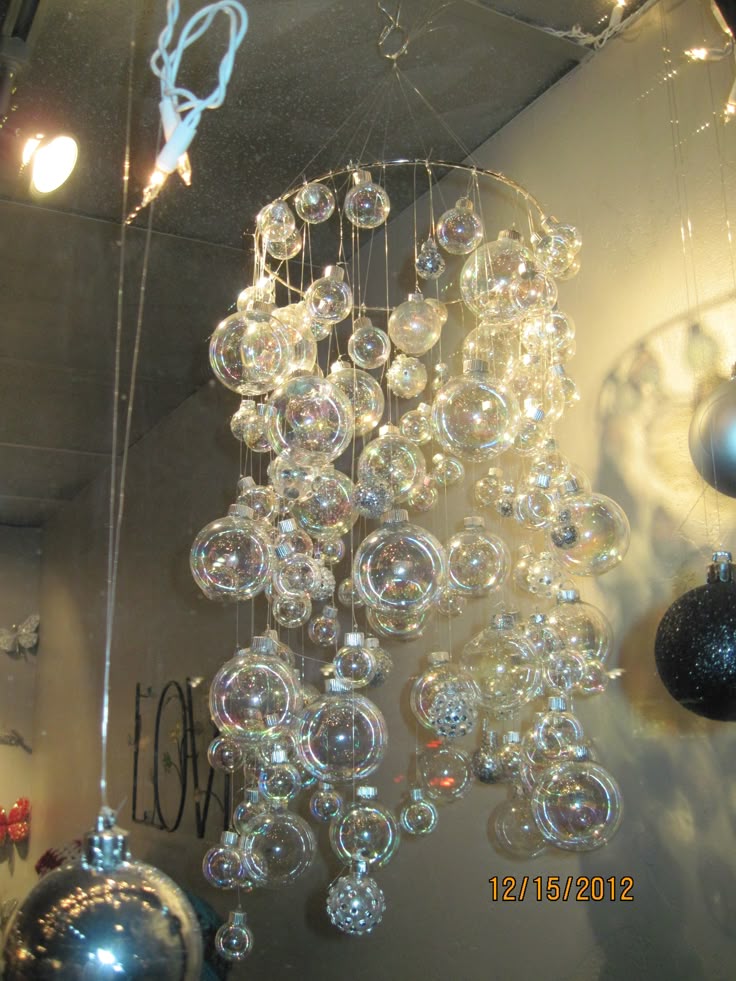 Bubble Chandelier A Gold Ring Clear Bulbs Hanging With Fishing Line Diy Lights Inside Bubble Chandelier Diy, Martha Stewart How To Make A Bubble Chandelier