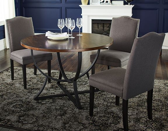 Canvas Arc Round Dining Table 46 In Dark Wood Canvas Arc Round Dining Table 46 In, Orland Park Black Round Dining Table