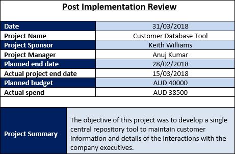 post implementation review template project management post implementation review template