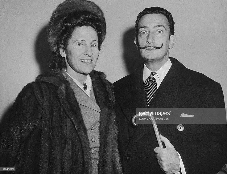 Spanish surrealist painter Salvador Dali posing with his wife Gala ...