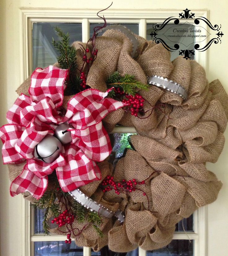 rustic burlap christmas wreath with silver bells wreaths christmas weaths