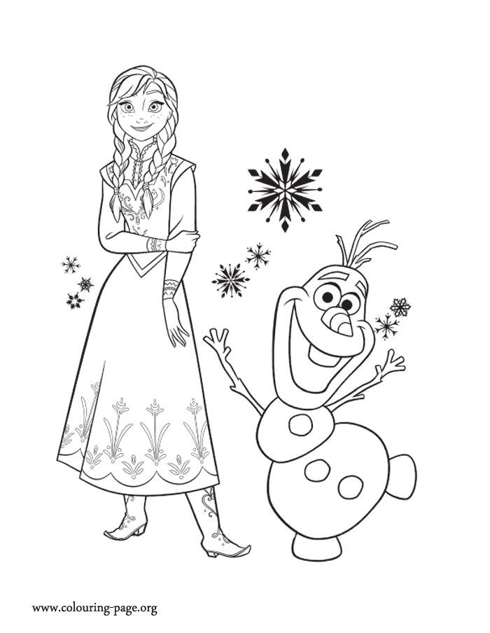 Print and color this amazing picture of Princess Anna and her friend