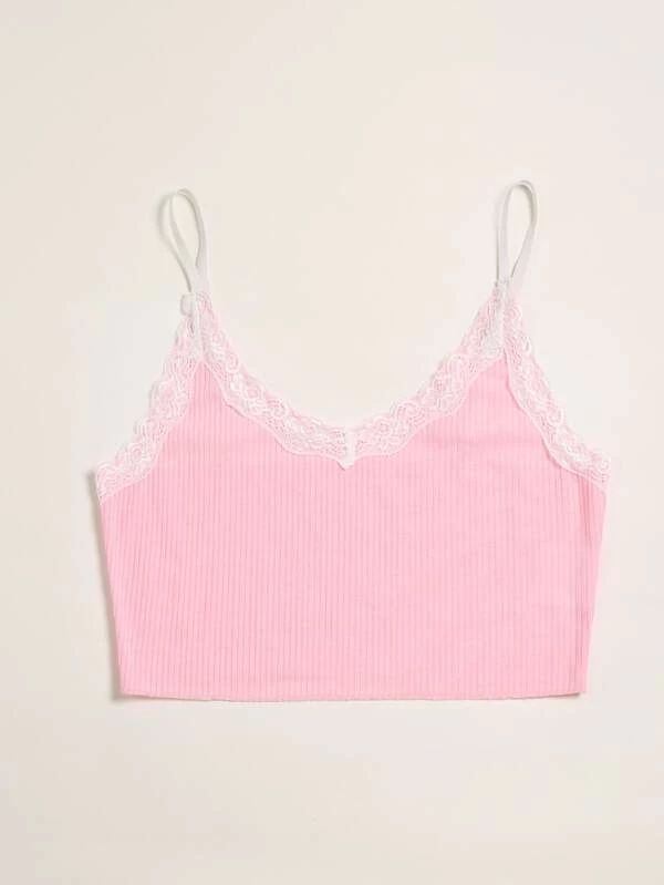 Contrast Lace Crop Cami Top | Vintage inspired outfits, Cami crop top, Kawaii fashion outfits
