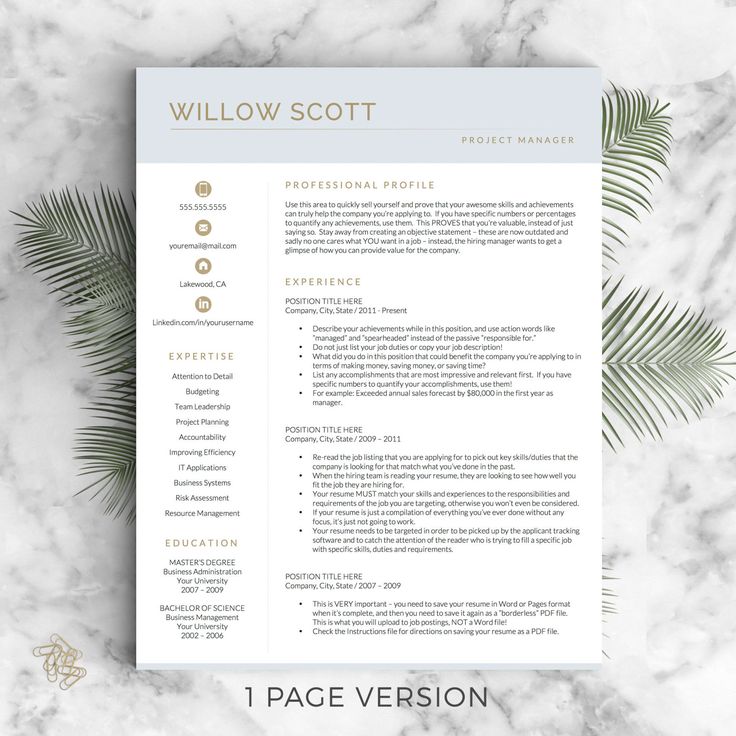 Modern Resume Template for Word & Pages: The Willow - Instant Download Modern CV Template - US Letter and A4 sizes included - Mac & PC Compatible using Microsoft Word or Mac Pages - One page resume, two page resume, three page resume, cover letter & references templates included =) __________________ COUPONS: -> 2 Resumes for $25 ($USD) with code GETLANDED -> 3 Resumes for $35 ($USD) with code GETLANDED3 BONUS: -> Each purchase includes a Get Landed™ Resume ...