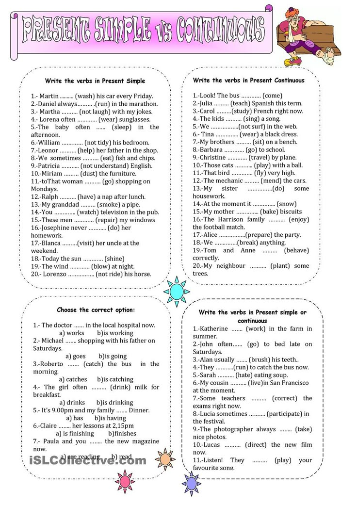 Present continuous Exercises PDF worksheets